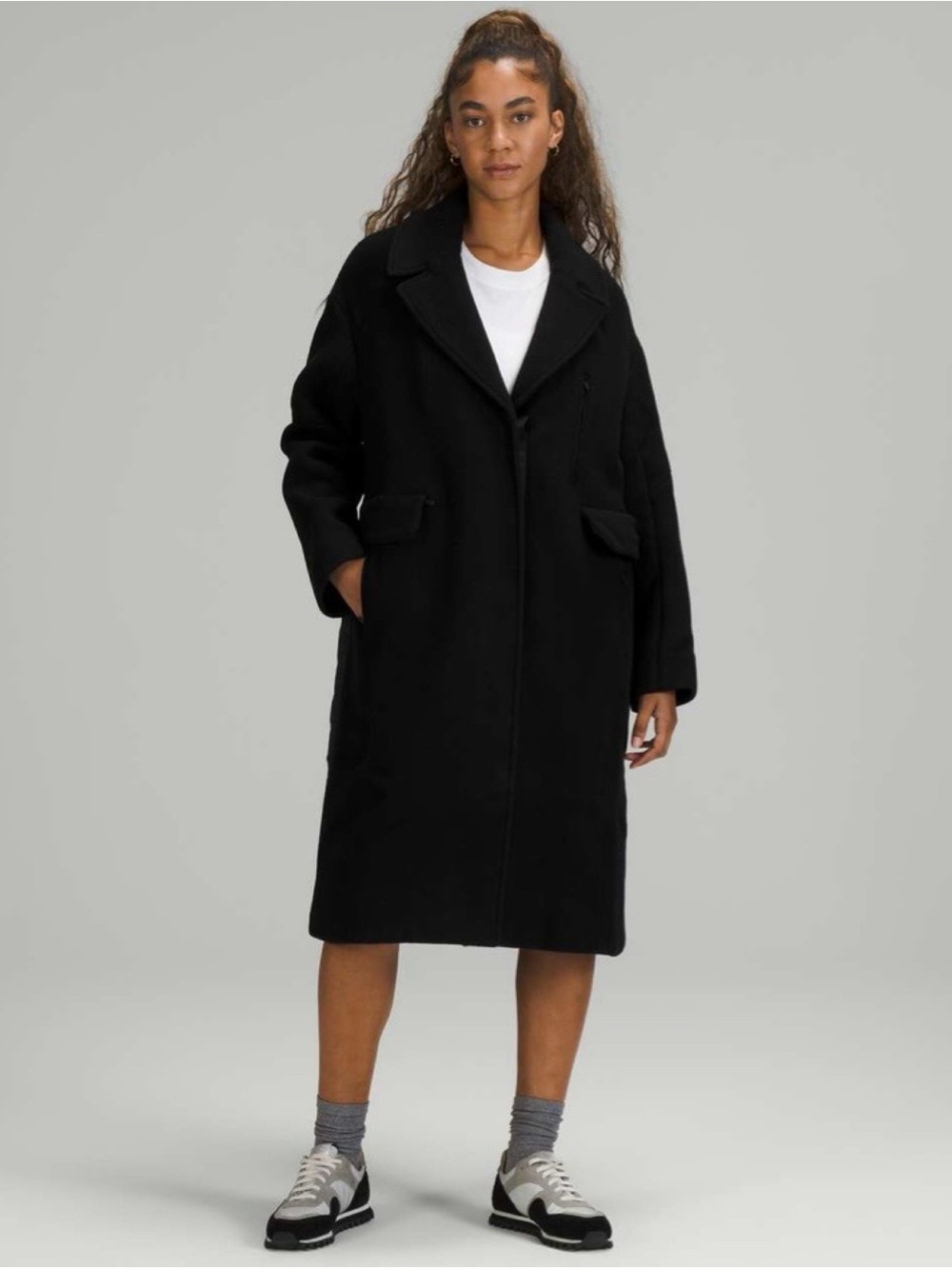 Lululemon Wool Long Coat Black Sz 6